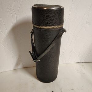 Vintage Soligor Camera Case Black Strap Red Velvet Lined Clean 9 3/4"